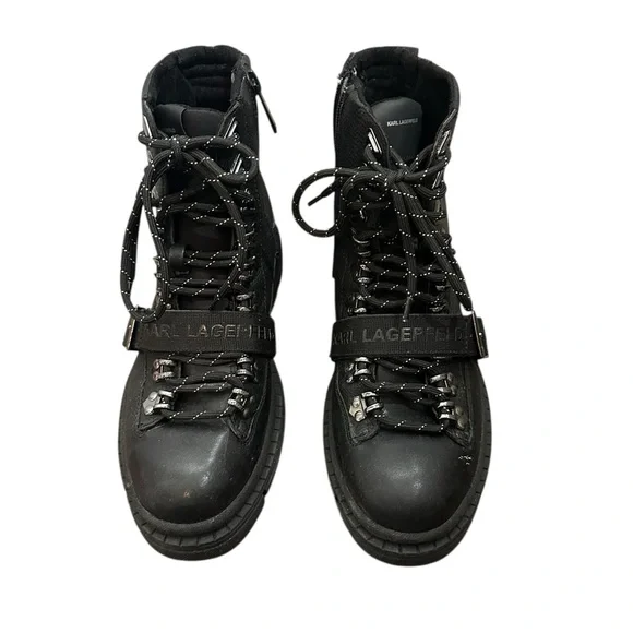 Karl Lagerfeld Paris LFS3008 Men\'s Black Leather Combat Boots Size 10.5 *NWT* Karl Lagerfeld Paris LFS3008 Men main image 2